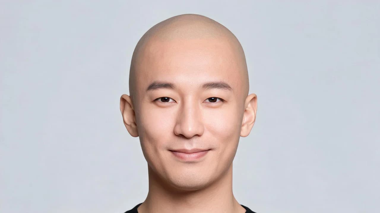 ai bald filter example: before and after photo edited with AI Filtery