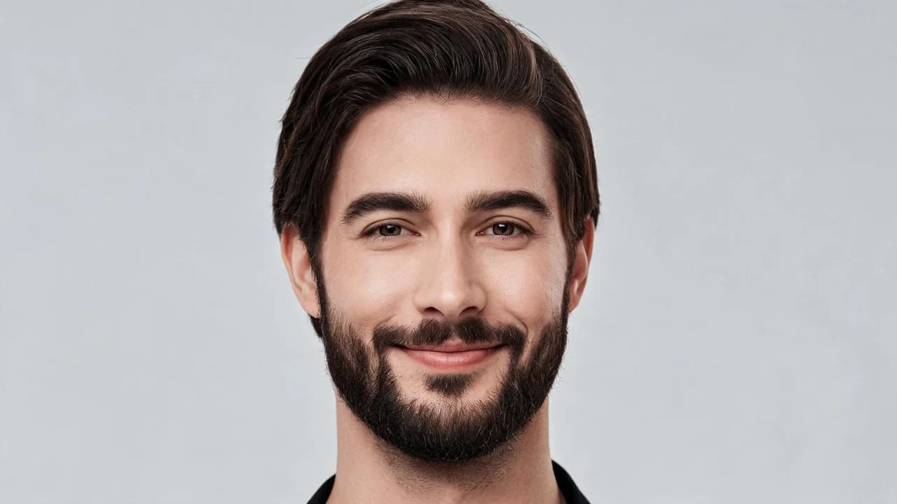 ai beard filter example: before and after photo edited with AI Filtery