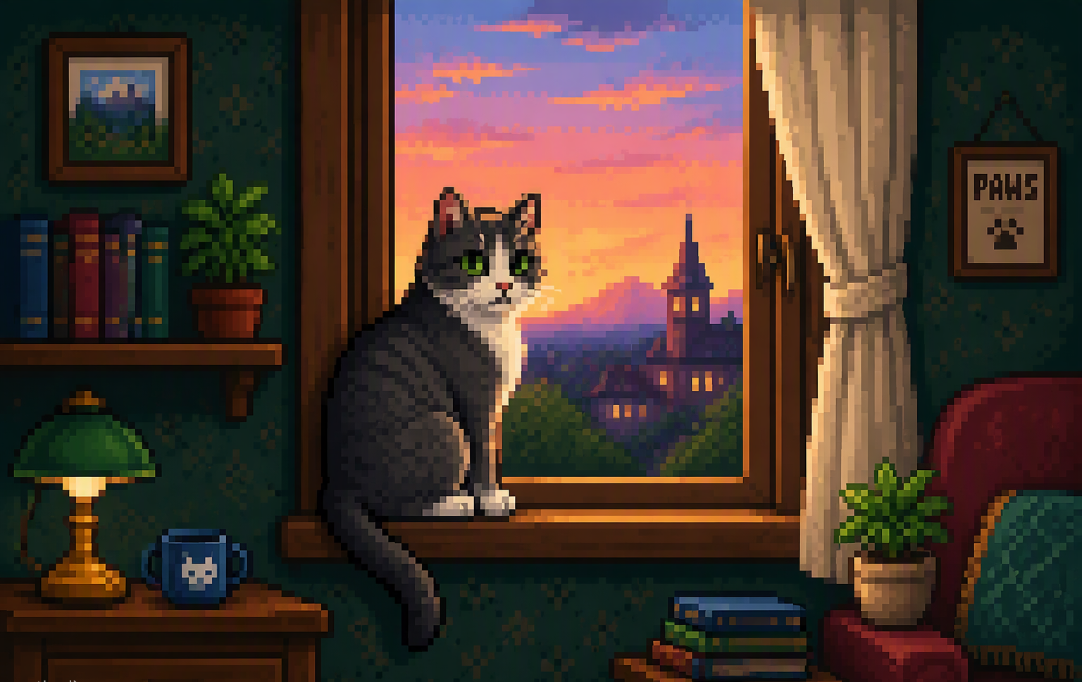 ai pixel art filter example: before and after photo edited with AI Filtery